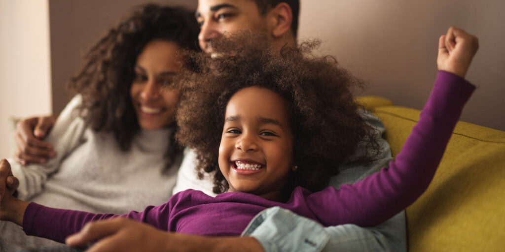 African american family spending time together at home.