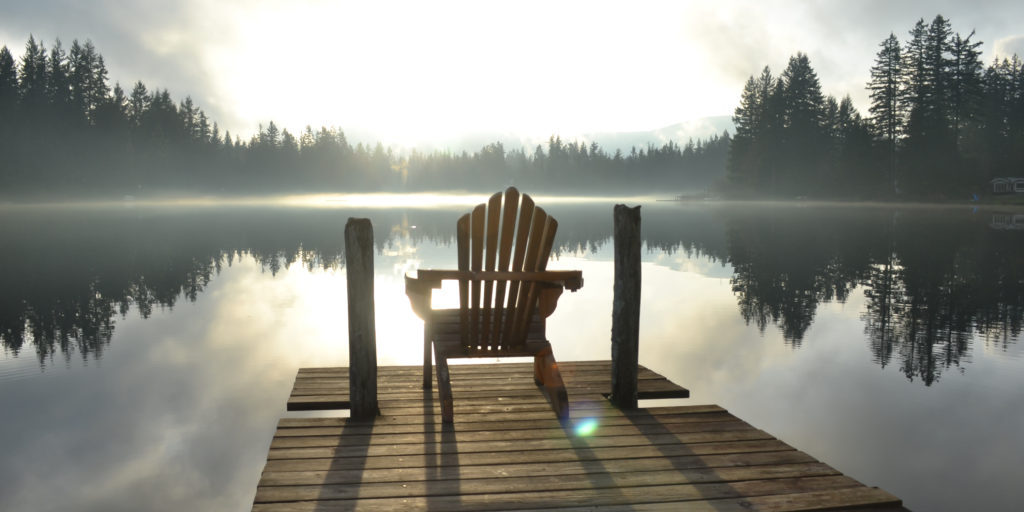 Chair on Dock at Alice Lake in Late Afternoon